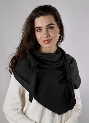 Актуальный шарф-платок косынка бактус, темно-серый2 фото