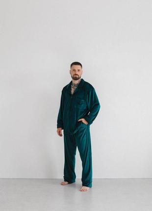 Чоловіча велюрова піжама домашній костюм9 фото
