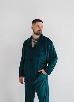 Чоловіча велюрова піжама домашній костюм8 фото