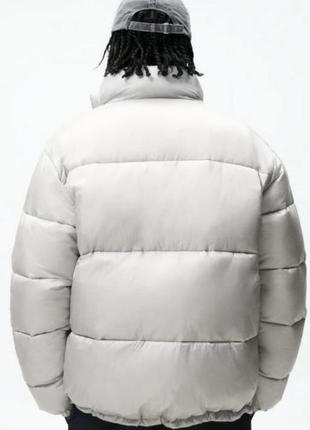 Куртка , puffer, пуховик zara , зара, чоловіча , срібна, сіра, весняна, зимова, осіння