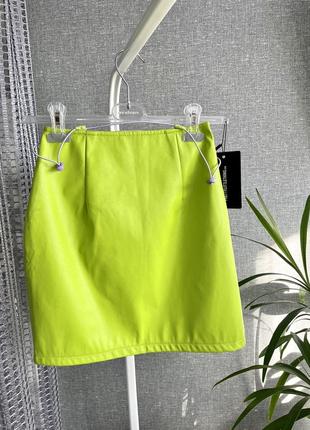 👽🛸неоновая женская юбка кислотного зеленого pretty little thing6 фото