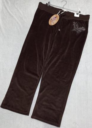 Красивые женские батальные велюровые брюки с бабочкой evans размер 22 (евр.50)2 фото