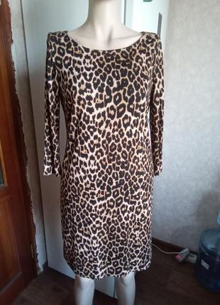Трикотажное платье леопард1 фото