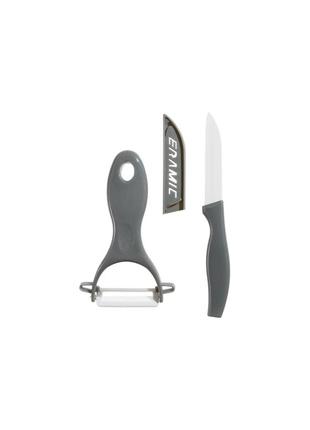 R92493 нож кухонный и овощечистка керамические 2пр/наб 22*18см серый