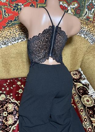 Шикарный нарядный эротичный брючный комбинезон с кружевом8 фото
