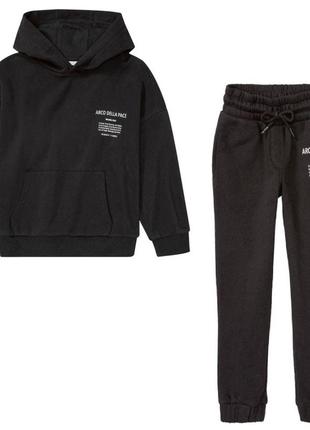 Комплект для дівчинки толстовка + штани, зріст 134-140, колір чорний