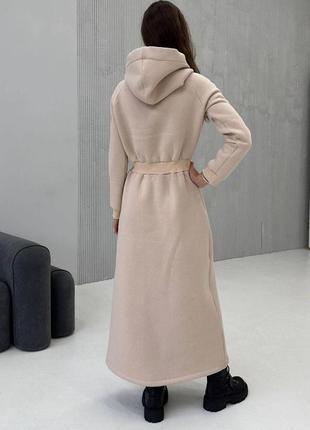 Тепле жіноче плаття на флісі з капюшоном довге 44-50 розміри різні кольори2 фото