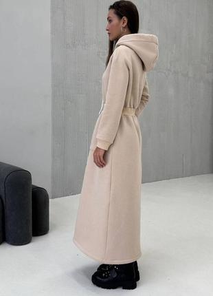 Тепле жіноче плаття на флісі з капюшоном довге 44-50 розміри різні кольори3 фото