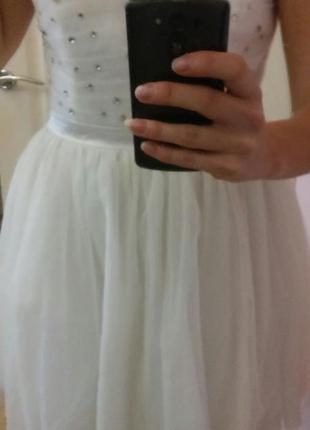 Платье короткое нарядное, котельное, на выпускной или свадебное, белое пышное jane norman6 фото