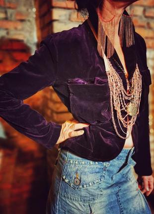 Бархатный пиджак жакет блейзер с накладными карманами gazebo коттон хлопок