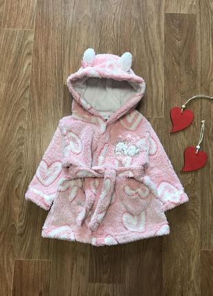 Мягусенький халат під пояс з капішоном і вушками disney