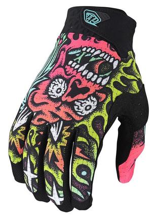 Вело перчатки tld air glove ; skull demon [orange / green] md