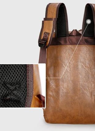 Качественный мужской городской рюкзак на плечи, модный стильный ранец экокожа7 фото
