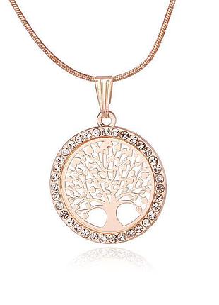 Женская цепочка с кулоном подвеской украшения на шею, красивая бижутерия "дерево жизни 2" золотистая 1