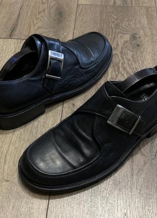 Классика неподвластная времени - кожаные туфли на пряжке hugo boss (италия) оригинал  hugo boss1 фото