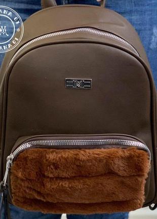 Оригинальный женский рюкзак коричневый3 фото