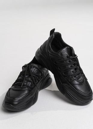 Мужские кроссовки из натуральной кожи осенние весенние bend черные | кеды кожаные весна осень9 фото