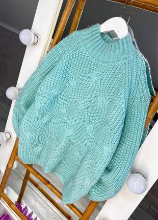 Теплый вязаный свитер ангора для девочки подростка6 фото