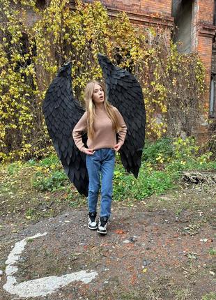 Костюм  ангела с черными крыльями для косплея victoria secret  вечеринка ручная работа3 фото
