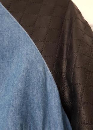 Denim платье джинсовое с рукавами из екокожи размер xs-s3 фото