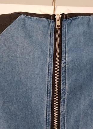 Denim платье джинсовое с рукавами из екокожи размер xs-s4 фото