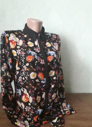 Блуза рубашка в цветочный принт1 фото