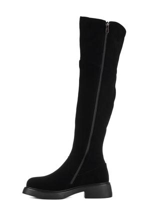 Ботфорты женские зимние замшевые,высокие,на низком широком удобном каблуке,высокие сапоги 1731ц3 фото