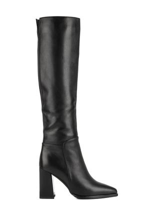 Ботфорты женские зимние кожаные,высокие,на среднем широком каблуке,высокие сапоги 1660ц1 фото