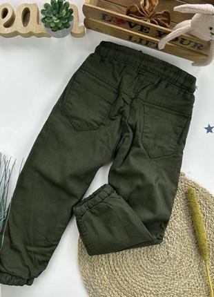 Детские утепленные штаны-джинсы на меху смайл серые хаки 5-8р турция8 фото