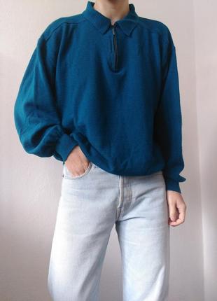 Шерстяной джемпер винтажный свитер поло пуловер лонгслив реглан кофта поло свитер шерсть джемпер зип свитер5 фото