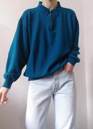 Шерстяной джемпер винтажный свитер поло пуловер лонгслив реглан кофта поло свитер шерсть джемпер зип свитер2 фото