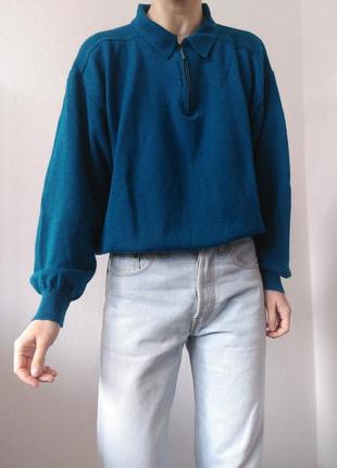 Шерстяной джемпер винтажный свитер поло пуловер лонгслив реглан кофта поло свитер шерсть джемпер зип свитер3 фото