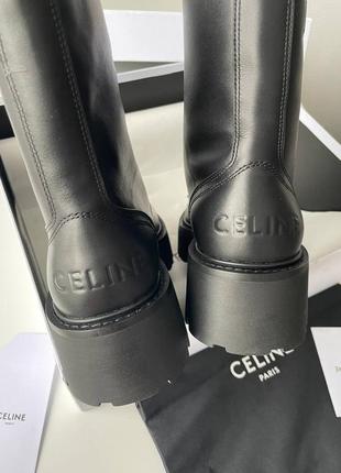 Ботинки celine берцы кожаные со стразами7 фото