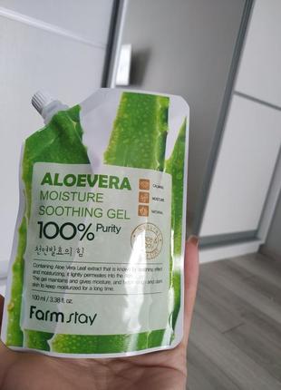 Гель алое aloevera moisture soothing gel farm stay3 фото