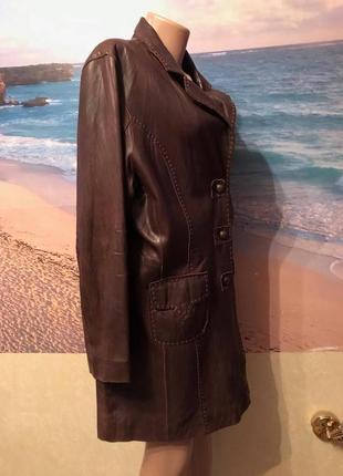 Плащ пальто-тренч куртка натур шкіра mauritius дизайнерський2 фото