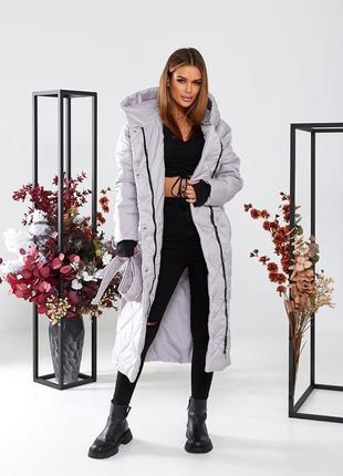 Стьогане модне зимове пальто. стильне зимове пальто на силіконі 250