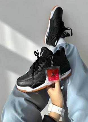 Женские кроссовки с мехом nike air jordan 4 retro « laser black gum » fur #найк
