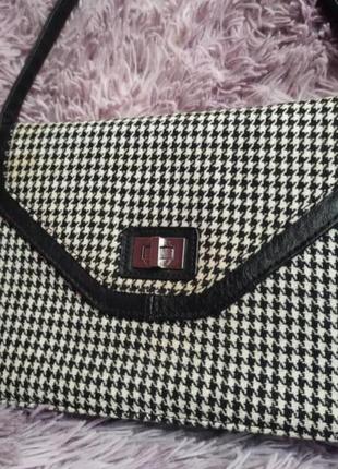 Шикарна сумочка від  new look в класичний принт "гусяча лапка" з примісом шерсті🔥1 фото