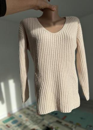 Джемпер вязаный удлиненный вязаный свитер с разрезами нежный свитер s-m