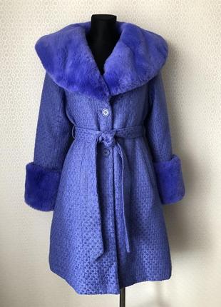 Ефектне пальто красивого бузкового кольору від ayanjia, розмір м (s-l)