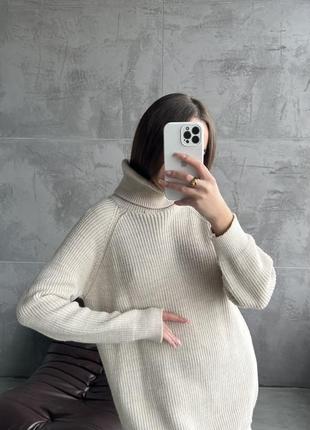 Теплый удлиненный свитер3 фото