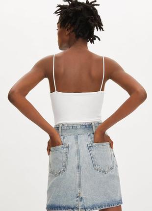 Zara стильная брендовая джинсовая юбка зара с высокой талией поясом короткая мини оригинал4 фото