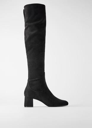 Стильні ботфорти zara, чорного кольору
