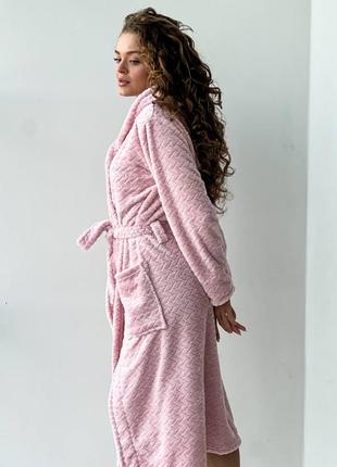 🧖‍♀️ теплий махровий халат рожевого кольору3 фото
