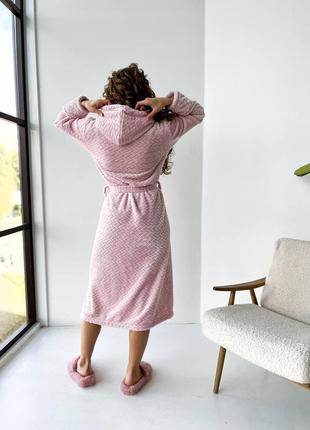 🧖‍♀️ теплий махровий халат рожевого кольору9 фото