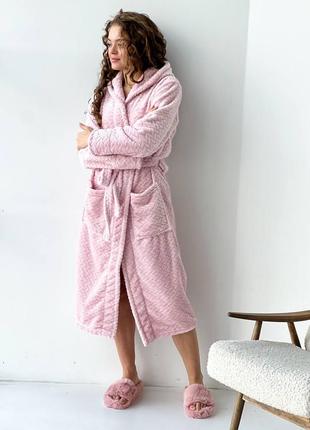 🧖‍♀️ теплий махровий халат рожевого кольору2 фото