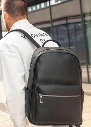 Черный мужской рюкзак из натуральной кожи8 фото