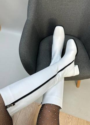 Белые кожаные сапоги до колена цвет на выбор демисезонные зимние5 фото