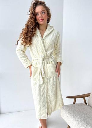 🧖‍♀️ теплий махровий халат молочного кольору2 фото