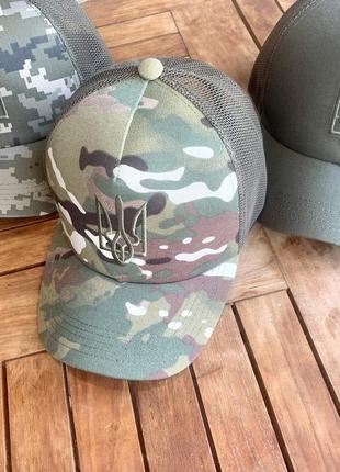 Армейска бейсболка с тризубом кепка летняя сетка пиксель мм14 армейская зсу кепка военная бейсболка с сеткой2 фото